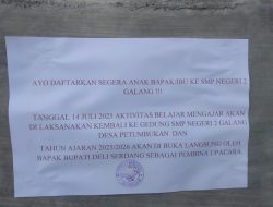 Geger ! SMPN 2 Galang Disdik Kab.Deli Serdang diduga keruhkan suasana kesepakatan Bupati Deli Serdang dengan Al-Washliyah