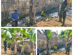 Babinsa Kertajaya Monitoring Kerja Bakti Warga Bersihkan Drainase