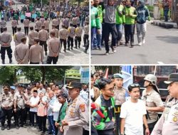 Kapolres Binjai turun langsung megawal dan mengaman kan Aksi Unjuk Rasa damai di gedung DPRD binjai