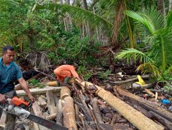 Cegah Banjir, Lanal Ranai Laksanakan Pembersihan Sampah Kayu di Pulau Midai