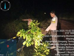 Kapolres Bangka Barat Imbau Pengendara Waspada di Desa SP. Gong, Rembesan Tanah Muncul di Jalur Pangkalpinang–Mentok