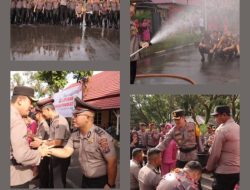 Polres binjai laksana kan upacara kenaikan pangkat 69 orang personil di halaman apel polres.