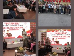 Baru tiga hari bertugas,kapolres binjai laksana kan ngopi bersama awak media (PIRAMIDA) di aula catur sakti polres binjai.
