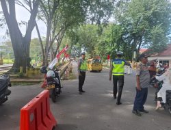 Sat Lantas Polres Langkat Amankan Kegiatan Tausiyah dan Doa Bersama Hari Jadi Kabupaten Langkat ke-276