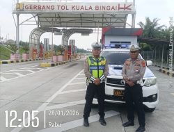 Sat Lantas Polres Langkat Amankan Jalur Kunjungan Menteri Imigrasi dan Pemasyarakatan RI