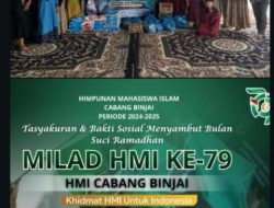 Milad ke-79,HMI Cabang Binjai laksanakan Bakti sosial dan tasyakuran bersama anak yatim dalam menyambut bulan suci Romadhan 1447 H.