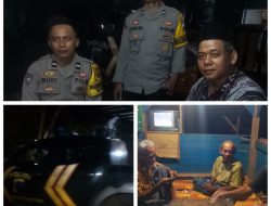 patroli Polsek Kebasen melakukan kunjungan ke pos ronda di wilayah RT 01 RW 02 Desa Karangsari