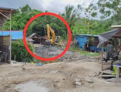 Giliran Alat Berat Diduga Milik PT Tri M Tak Disorot Media, Dikawal Oknum Aparat di Jalur H Wamsait