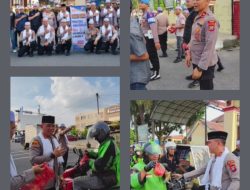 Polisi ber Sorban Putih Berbagi Takjil di depan mapolres Binjai