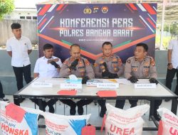 Konferensi Pers, Polres Bangka Barat Ungkap Penyelundupan 10 Ton Pupuk Bersubsidi