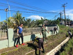 Polsek Kelapa Polres Bangka Barat Bersama Tiga Pilar Gelar Kerja Bakti Massal